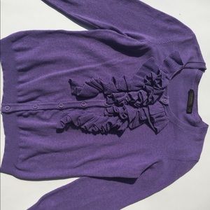 Long Sleeve Ruffled Button Down Cardigan Sweater